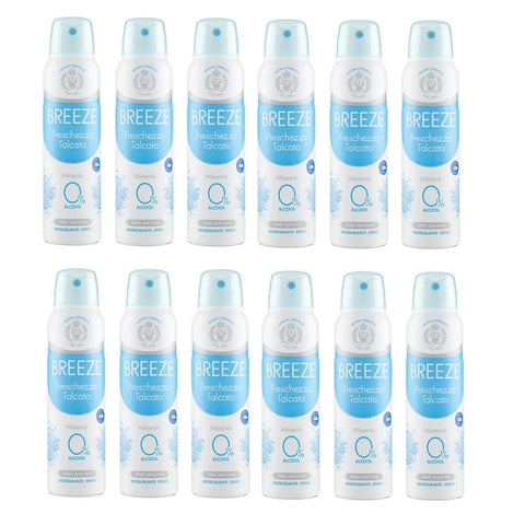Breeze Deo Breeze Freschezza Talcata Deodorante Spray, Talk Talcum Deodorant Spray, 0% Alkohol. 150 ML 12x Original italienisch inkl. Italian Gourmet Polpa 400g 8003510035250