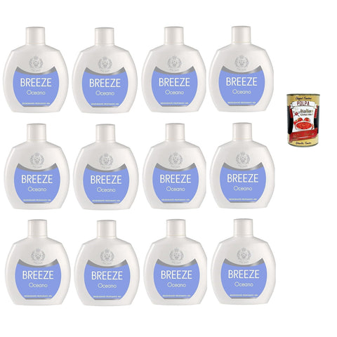 Breeze Oceano Deodorante Squeeze, Deodorant ohne Gas und ohne Aluminiumsalze, 48h Duftendes Deodorant, 12x 100 ml italienisch Original