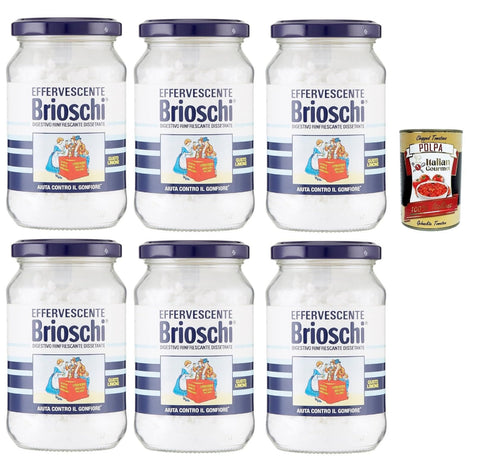 Brioschi Getränke, Kaffee & Tee Brioschi Digestivo, Erfrischend und durstigem Verdauung, limone Erfrischendes Verdauungs-Auflösen mit Zitronengeschmack 6x 100gr + Italian Gourmet polpa 400g 8002410050547