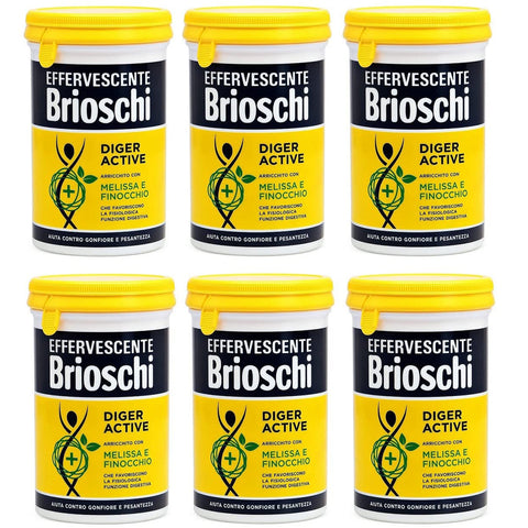 Brioschi Diger Active Effervescente Verdauungsfördernd Verdauungs mit Zitronenmelisse und Fenchel 6x150g Original italienisch Verdauung & Übelkeit
