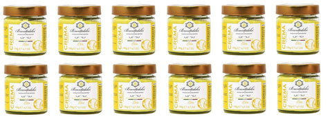 Brontedolci Aufstriche & Dips 12x Brontedolci Crema Spalmabile al gusto di Limone Streichcreme mit Zitronengeschmack 190g in Glas aus Sizilien mit italienischen Zitronen 8050705421374