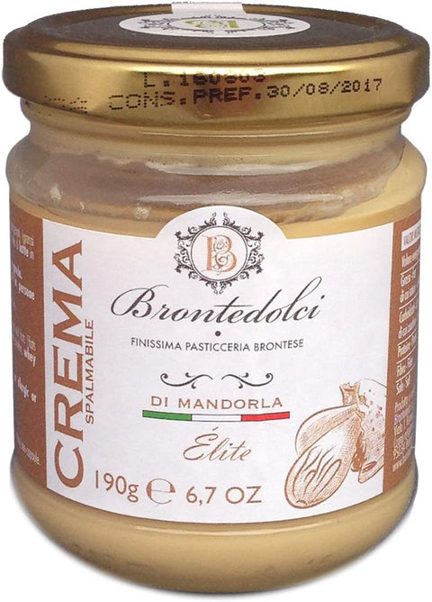 Brontedolci Mandel 3x Brontedolci Crema Spalmabile di Mandorle Streichfähige Mandelcreme 190g in Glas aus Sizilien mit 40% Mandeln 8034077510850