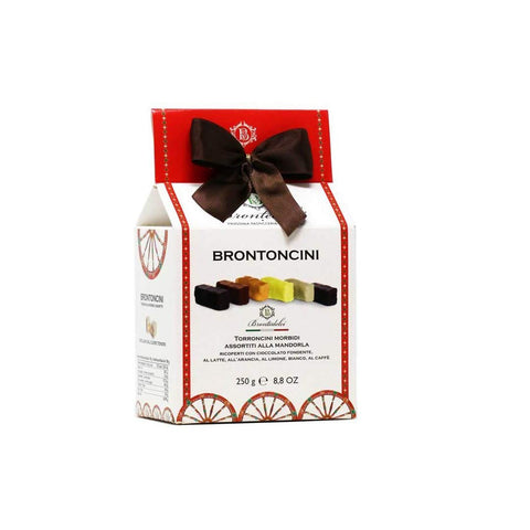 Brontedolci Brontoncini Torroncini Morbidi Assortiti alla Mandorla Weiches Nougat mit Mandeln verschiedene Sorten Italienisches Produkt aus Sizilien 250 g