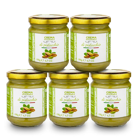 Brontedolci Pistazien Süße Pistaziencreme | 40 % Pistazien | 5 x 190 g | Brontedolci | Italien 7141224637078