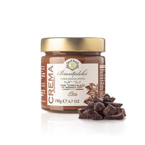 Brontedolci Schokoladenaufstrich 12x Brontedolci Crema Spalmabile con Cioccolato di Modica IGP Schokoladenaufstrich Schokolade 190g in Glas Italienisches Produkt aus Sizilien 8050705421404