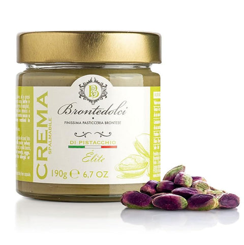 Brontedolci Schokoladenaufstrich Brontedolci Crema Spalmabile di Pistacchio ELITE Streichfähige Pistaziencreme 190g in Glas aus Sizilien mit 40,5% Pistazie 8050705420544