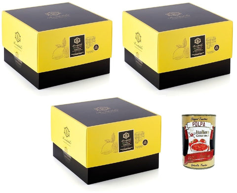 Brontedolci Snack Kuchen & Backwaren Brontedolci Panettone al Limone Weihnachtskuchen bedeckt mit weißer Schokolade und kandierter Zitronenschale 3x 1Kg Box + Italian Gourmet polpa 400g 8050705421459