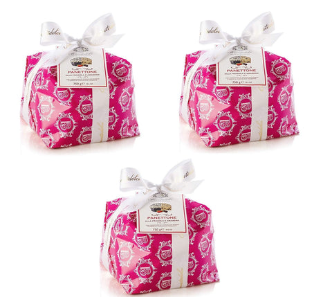 Brontedolci Stollen 3x Brontedolci Panettone Incartato Fragola e Amarena Weihnachtskuchen mit Erdbeeren und Sauerkirschen bedeckt mit weißer Schokolade und dunklen Schokoladentropfen 750g in Papier verpackt 8034077510928