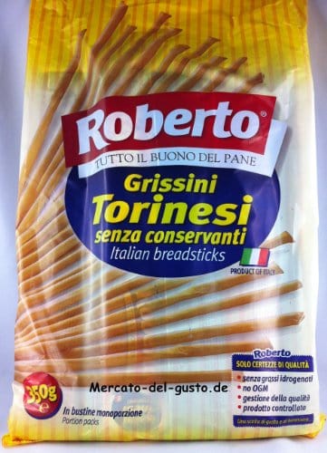 フードライナー Brot- & Käsestangen Roberto Grissini Torinesi dünn von Roberto - 350g in Portionstüten 8003490032652