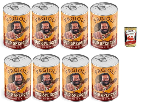 Bud Power Erbsen & Bohnen Fagioli alla Bud Spencer Tex Mex, Bud Power- Bud-Spencer-Tex Mex Bohnen fertig zum Probieren 8 x 400gr + Italian Gourmet polpa 400g
