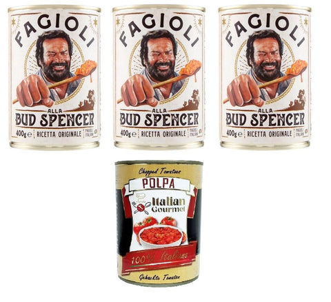 Bud Power Koch- & Backzutaten Bud Power- Bud-Spencer-Bohnen fertig zum Probieren 3x 400gr + Italian Gourmet polpa 400g 4260456257816
