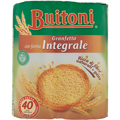 Buitoni Granfetta Fette Biscottate Integrali mit Vollkornmehl 40 fette Vollkorn Zwieback Kekse 6x 300g Original italienisch