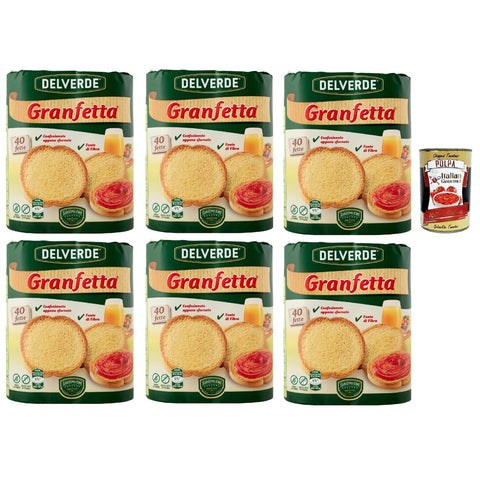 Buitoni Delverde Granfetta Fette Biscottate 40 fette Zwieback duftend und leicht Kekse 6x300 g italienisch Original + kostenlos polpa 400 g