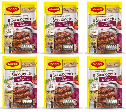 maggi il Saccoccio Barbecue Gewürze in Pulverform für gebackene Schweinerippchen 34g weiche und leckere Schweinerippchen Pulveraroma 6x Original italienisch