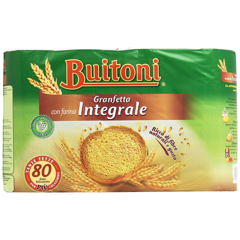 Buitoni Granfetta Fette Biscottate Integrali mit Vollkornmehl 80 fette Vollkorn Zwieback Kekse 600g Original italienisch