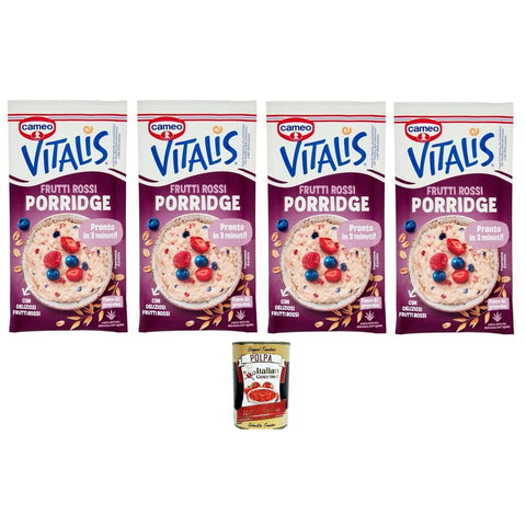 C.Vitalis Porridge Müsli C.Vitalis Porridge mit Haferflocken und leckeren roten Früchten 4x53g Original italienisch inkl. Italian Gourmet Polpa 400g 8032804040014