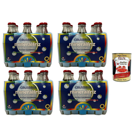 Calabria MineralFriz Gassosa In Wasser mit geringem Mineralgehalt 24x180 ml Kohlensäurehaltiges Wasser italienisch Original