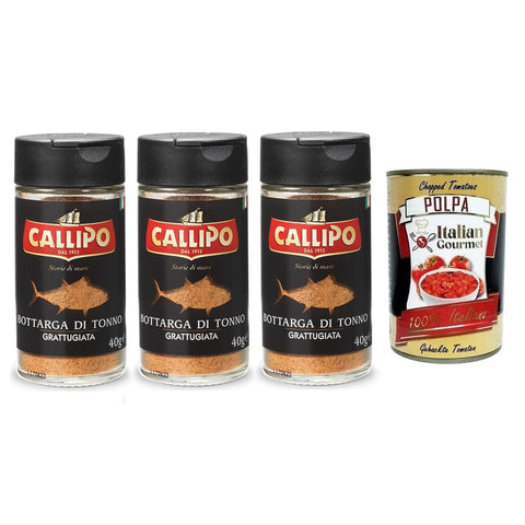 Callipo Bottarga Di Tonno Grattugiata Geriebener Thunfisch Bottarga Thunfischrogen Glas 3x 40g italienisch Original
