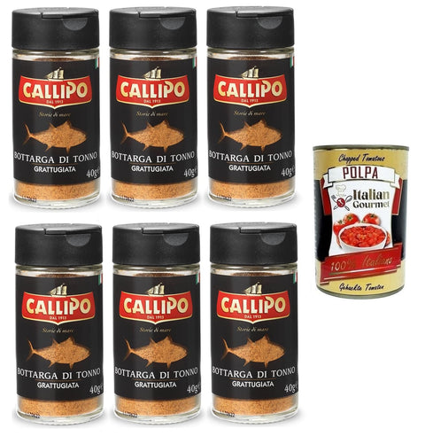 Callipo Bottarga Di Tonno Grattugiata Geriebener Thunfisch Bottarga Thunfischrogen Glas 6x 40g italienisch Original