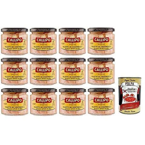 Callipo Fleisch, Geflügel & Wild Callipo Filetti di Ventresca di Tonno all'olio di oliva Ventresca-Thunfischfilets in Olivenöl dem wertvollsten Teil des Thunfischs Glas 200 g 12x italienisch