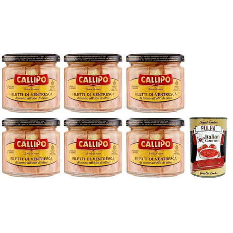 Callipo Fleisch, Geflügel & Wild Callipo Filetti di Ventresca di Tonno all'olio di oliva Ventresca-Thunfischfilets in Olivenöl dem wertvollsten Teil des Thunfischs Glas 200 g 6x italienisch