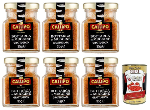 Callipo Bottarga Di Muggine Grattugiata Geriebener Meeräsche Bottarga Meeräschenrogen 96% Glas 6x 35g italienisch Original