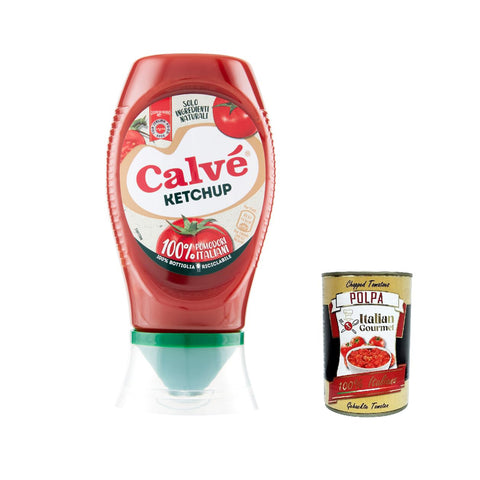 Calvè Calvé Ketchup in Top-Down-Verpackung 100 % italienische Tomaten 250 ml 6x italienisch Original + kostenlos polpa 400 g