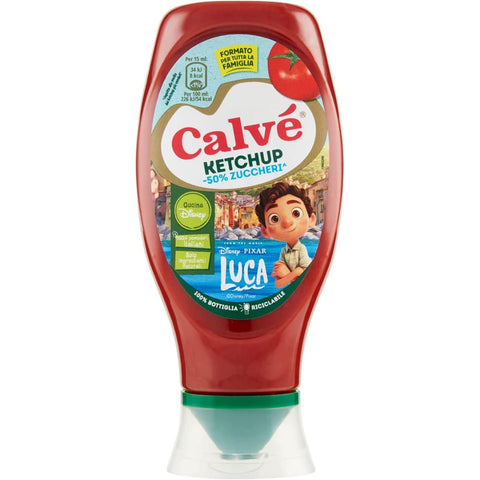 Calvè Ketchup Calvè Calvé Ketchup Kids -50% Disney Sugars Luca in Top -Down -Paket, maxiformiert 430 ml 12x Original italienisch inkl. Italian Gourmet Polpa 400g 8720182133199
