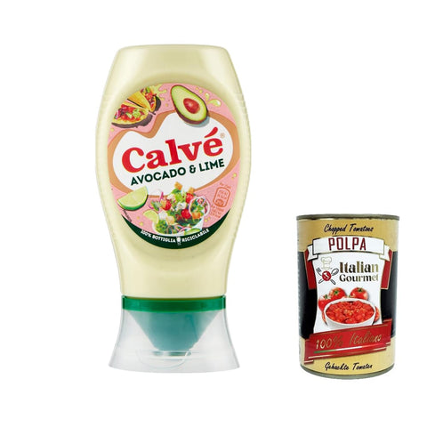Calvè Saucen & Marinaden Calvè Avocado e Lime köstlicher und ausgewogener Geschmack, ideale Sauce für Pokè, Tacos, Nachos und Gemüseburger, 250 ml 12x Original italienisch inkl. Italian Gourmet Polpa 400g 8720182283412