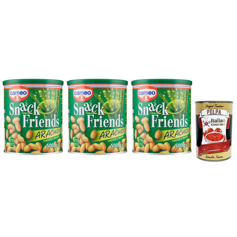 Cameo Erdnüsse Cameo Snack Friends Arachidi Geröstete und Gesalzene Erdnüsse im Dose 3x 500g italienisch Original 8003000031007