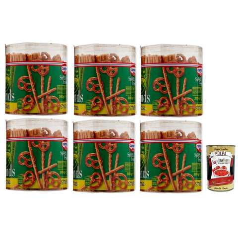 Cameo Erdnüsse Cameo Snack Friends Sticks & Bretzel, Aperitif Treder, Mischung aus Stöcken und Bretzel alszianer mit Salzkörnern auf der Oberfläche, 6x 300 g Original italienisch inkl. Italian Gourmet Polpa 400g 8032804040014
