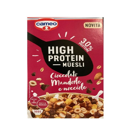 Cameo Getreideriegel Cameo High Protein Muesli Cioccolato, mandorle e nocciole 300gr