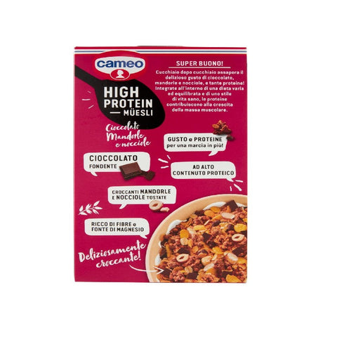 Cameo Getreideriegel Cameo High Protein Muesli Cioccolato, mandorle e nocciole 300gr