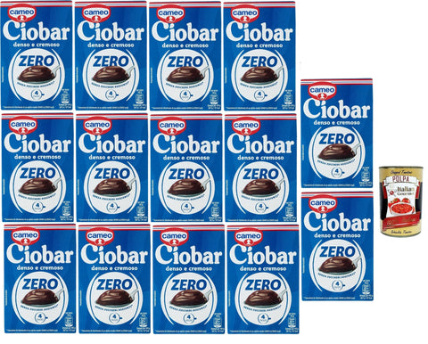 Cameo Kakao & Heiße Schokolade Cameo Ciobar Zero Heiße Schokolade ohne Zuckerzusatz (enthält von Natur aus Zucker), dichter und cremiger Getränkemix mit Schokoladengeschmack für 4 Tassen, 14x 76 g + Italian Gourmet polpa 400g 8003000197314