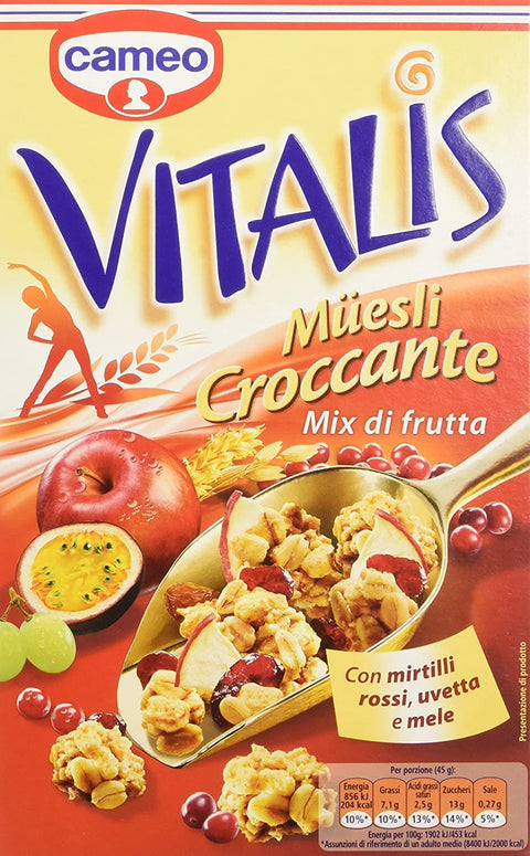 Cameo Vitalis Muesli Croccante Frutta Mix Cerealien Fruchtmischung 3x 300g italienisch Original