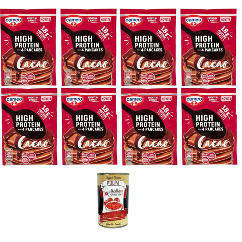 Cameo Pfannkuchen & Waffeln Cameo High Protein Pancake, Kakaoprotein-Pfannkuchenmischung mit Süßstoff, reich an fettarmen Proteinen ohne Zuckerzusatz (enthält von Natur aus Zucker) 8x70gr Original italienisch inkl. Italian Gourmet Polpa 400 8032804040014