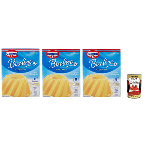 Cameo Pudding- & Dessertpulver Cameo Cremige Pudding Mix mit Vanilla geschmack, einfach zuzubereitendes Dessert, Die Packung enthält 2 Beutel mit je 4 Portionen für insgesamt 8 Portionen, 3x 130 g italienisch Original 8032804040014
