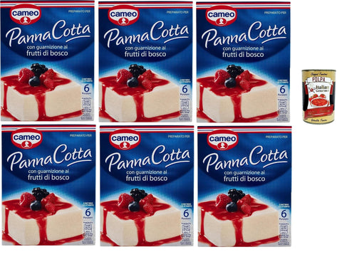 Cameo Pudding- & Dessertpulver Cameo Mischung für Panna Cotta mit Beeren -Garnieren, leicht zubereitete Dessert, die Packung enthält die Form zum Kochen, 6 Portionen, 6x 107 g + Italian Gourmet polpa 400g 8003000105708