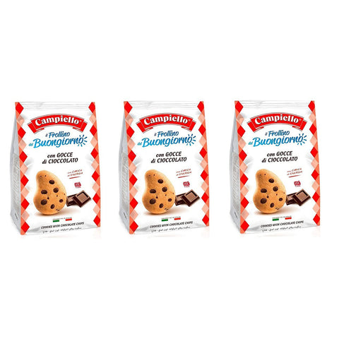Campiello i Biscotti del Buongiorno Frollini con gocce di cioccolato Shortbread mit Schokoladenstückchen biscuits cookies 3x700g Original italienisch