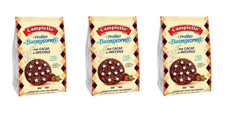 3x Campiello Il Frollino del Buongiorno con cacao e nocciole Shortbread mit Kakao und Haselnüssen 350 g biscuits cookies 100% Italienische Kekse 350 g Original