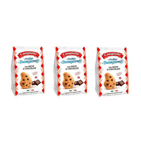 Campiello Il Frollino del Buongiorno con gocce di cioccolato Shortbread mit Schokoladenstückchen biscuits cookies 100% 3x350g Original italienisch