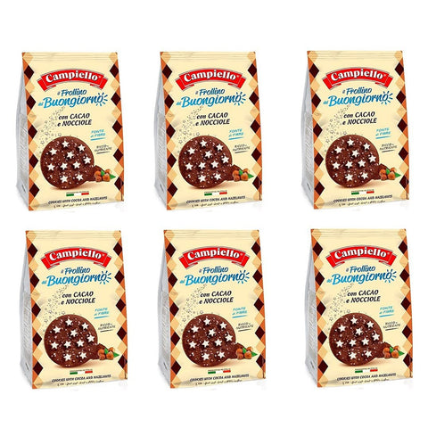 Campiello Biscotti del Buongiorno Frollini con cacao e nocciole Shortbread mit Kakao und Haselnüssen 700g biscuits cookies 100% Italienische Kekse 6x Original italienisch