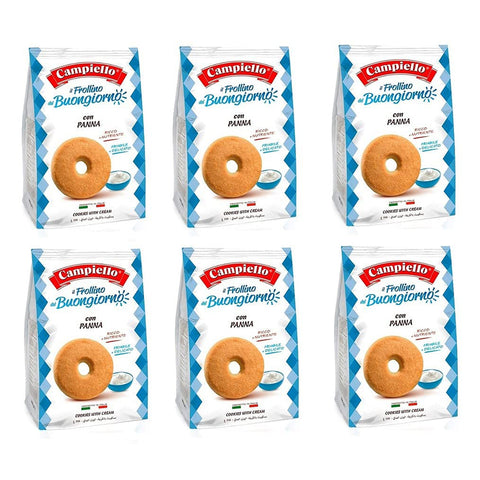 Campiello i Biscotti del Buongiorno Frollini alla panna Sahne Shortbread Kekse mit Sahne 700g biscuits cookies 100% Italienische Kekse 6x Original italienisch