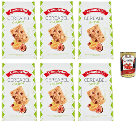 Campiello Kekse Campiello, Cereabel con frutta, Kekse Müsli mit Früchte Cereebel Früchte, Cereal biscuits with fruit, cookies fur Frühstück 6x 220g + Italian Gourmet polpa 400g 8000590105200