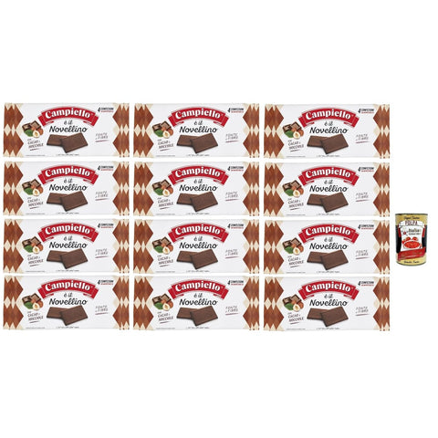 Campiello Novellino Snack Kuchen & Backwaren Campiello Novellino con cacao e nocciole Kekse mit Kakao und Haselnüsse Kuchen Butterkeks 12x350 g italienisch Original + kostenlos polpa 400 g 8032804040014