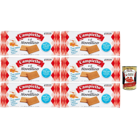 Campiello Novellino Snack Kuchen & Backwaren Campiello Novellino con latte fresco e miele di acacia Kekse mit frischer Milch und Akazienhonig 100% Italienische Kekse 6x350 g italienisch Original + kostenlos 8032804040014