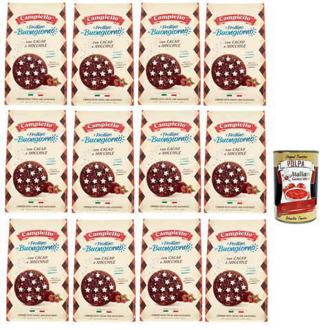Campiello Il Frollino del Buongiorno con cacao e nocciole Shortbread mit Kakao und Haselnüssen 100% Italienische Kekse 12x350 g italienisch Original + kostenlos