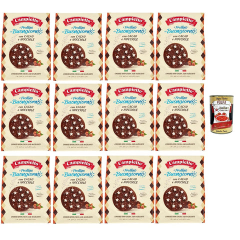 Campiello Snack Kuchen & Backwaren Campiello Il Frollino del Buongiorno con cacao e nocciole Shortbread mit Kakao und Haselnüssen, biscuits cookies 100% Italienische Kekse 12x 700g Original italienisch inkl. Italian Gourmet Polpa 400g 8000590107402