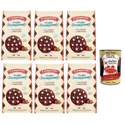Campiello Snack Kuchen & Backwaren Campiello Il Frollino del Buongiorno con cacao e nocciole Shortbread mit Kakao und Haselnüssen, biscuits cookies 100% Italienische Kekse 6x 350 g italienisch Original 8000590113113