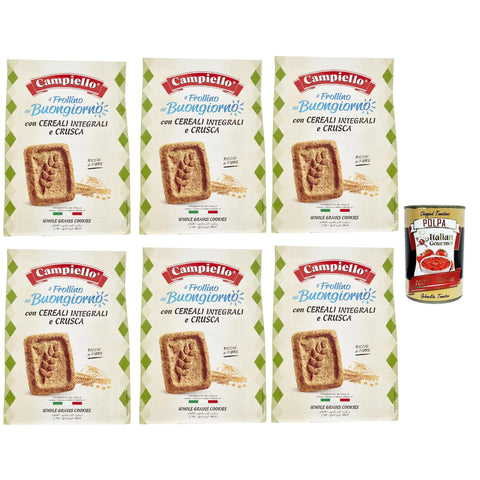 Campiello il Frollino del Buongiorno con Cereali Integrali e Crusca, Shortbread mit Vollmorde und Kleie, biscuits cookies 100% Italienische Kekse 6x 700 g italienisch Original